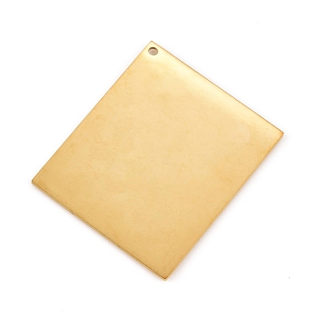304 Stainless Steel Pendants, Manual Polishing, Stamping Blank Tag, Laser Cut, Rectangle, Golden, 20x17x0.8mm, Hole: 1.2mm