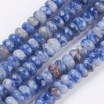 Natural Blue Spot Jasper Beads Strands, Faceted, Rondelle, 4~4.5x2~2.5mm, Hole: 1mm, about 150pcs/strand, 15.1  inch~15.3 inch(38.5~39cm)