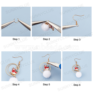 sunnyclue 141pièces kits de fabrication de boucles d'oreilles sur le thème de Noël à faire soi-même(DIY-SC0015-12)-4