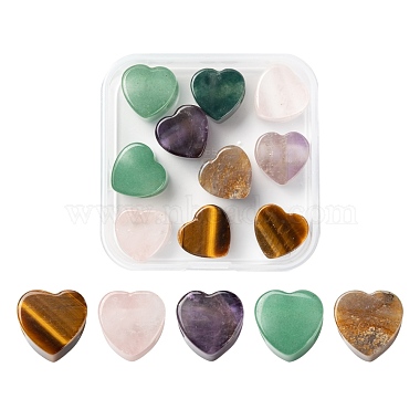 Thème de la saint-valentin 10 pièces 5 perles européennes de pierres précieuses naturelles de style(G-LS0001-71)-2
