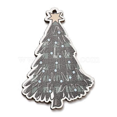 Dark Sea Green Christmas Tree Wood Big Pendants