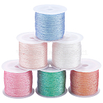 6 Rolls 6 Colors Polyester Braided Cord, with Metallic Thread, Mixed Color, 0.4mm, 50m/roll, 1 roll/color(WCOR-CY0001-02B)