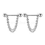 304 Stainless Steel Nipple Rings, Nipple Piercing Pin, Round, Stainless Steel Color, 16mm, Pin: 1.6mm(WG03B2E-10)