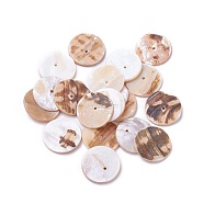 Freshwater Shell Beads, Disc/Flat Round, Heishi Beads, Coconut Brown, 16.5~19x1.5~3mm, Hole: 0.8~1.2mm, about 470pcs/500g(BSHE-L039-07)