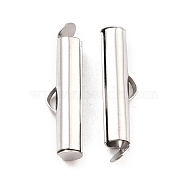 304 Stainless Steel Slide On End Clasp Tubes, Slider End Caps, Stainless Steel Color, 20x6x4mm, Hole: 3.5mm, Inner Diameter: 3mm(STAS-C044-08B-P)