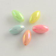 AB Color Plated Rice Acrylic Beads, Mixed Color, 7x14mm, Hole: 1.5mm, about 1100pcs/500g(SACR-Q106-09)