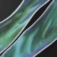 Flat Rainbow Color Organza Ribbon, Iridescent Ribbon for Bowknot, Flower, Gift Decoration, Silver, 1-5/8~1-3/4 inch(40~43mm), 10 yards/roll(OCOR-TAC0015-06C)