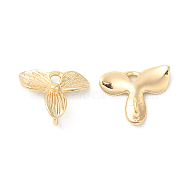 Brass Charms, Flower Charm, Real 18K Gold Plated, 9.5x11.5x2mm, Hole: 1.2mm(KK-P234-08G)