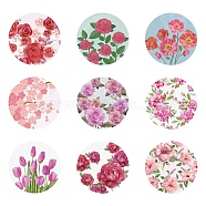 Porcelain Coasters, Cork Base, Round Cup Mats, Daily Supplies, Flower, 103x7.5mm, Box Size: 11x11x11cm(AJEW-WH0133-005)