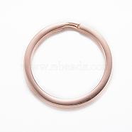 Ion Plating(IP) 304 Stainless Steel Split Key Rings, Keychain Clasp Findings, Rose Gold, 30x2.5mm(STAS-H383-29RG)