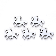 304 Stainless Steel Charms, Laser Cut, Horse, Stainless Steel Color, 13x15x1mm, Hole: 1.2mm(STAS-N092-94)