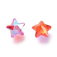 Cubic Zirconia Pointed Back Cabochons, Faceted Star, Light Siam SI, 7x7.5x4mm(ZIRC-H108-01A-227SI)