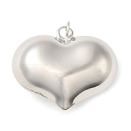 Rack Plating Brass Pendants, with Jump Ring, Puffed Heart Charm, Platinum, 26x31x13mm, Hole: 3.5mm(X-KK-M260-01E-P)