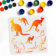 PET Hollow Out Drawing Painting Stencils, for DIY Scrapbook, Photo Album, Kangaroo Pattern, 300x300mm(DIY-WH0402-019)