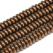 Electroplate Non-magnetic Synthetic Hematite Beads Strands, Heishi Beads, Disc/Flat Round, Copper Plated, 6x2.5mm, Hole: 2mm, about 150pcs/strand, 15.7 inch(G-T061-42E)