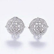 Alloy Stud Earring Findings, with Loop, Half Round, Platinum, 22x20mm, Hole: 1mm, Pin: 0.7mm(PALLOY-F201-12P)