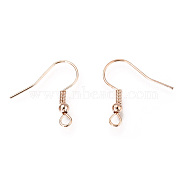 Iron Earring Hooks, Ear Wire, with Horizontal Loop, Cadmium Free & Lead Free, Rose Gold, 17~19x0.8mm, Hole: 2mm, 22 Gauge, Pin: 0.6mm(IFIN-EC135-RG)