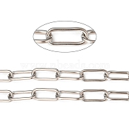 304 Stainless Steel Paperclip Chains, Drawn Elongated Cable Chains, with Spool, Unweled, Stainless Steel Color, 17x7x1.5mm, about 16.4 Feet(5m)/roll(STAS-A048-05P)