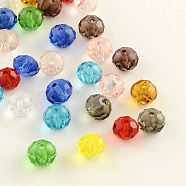 Faceted Rondelle Transparent Glass Beads, Mixed Color, 10x7mm, Hole: 1mm(GLAA-R152-10mm-M1)