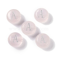 Natural Rose Quartz Beads, Rondelle with Letter, Letter A, 8.5~9x5~5.5mm, Hole: 1.2mm(G-L524-20A-01)