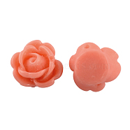 Opaque Resin Beads, Rose Flower, Salmon, 9x7mm, Hole: 1mm(X-CRES-B1029-A122)