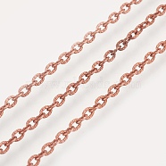 Iron Textured Cable Chains, Unwelded, with Spool, Red Copper, 3x2x0.6mm, about 328.08 Feet(100m)/roll(CH-0.6YHSZ-R)