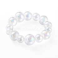 Graduated Round Glass Beaded Stretch Bracelets, with Cardboard Box, Clear AB, Inner Diameter: 2-1/8 inch(5.3cm)(BJEW-JB06073)