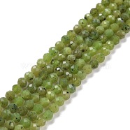 Natural Olive Jade Beads Strands, Faceted, Round, 4mm, Hole: 0.6mm, about 90~91pcs/strand, 15.16''(38.5~38.9cm)(G-D463-13C)