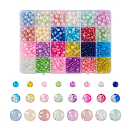 1800Pcs 24 Style Spray Painted & Baking Painted & Translucent Crackle Glass Beads, Round, Mixed Color, 4~8x4~7.5mm, Hole: 1~1.6mm(CCG-TA0002-02)