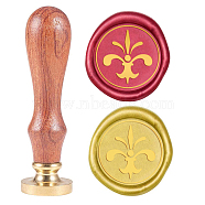 Wax Seal Stamp Set, Sealing Wax Stamp Solid Brass Head,  Wood Handle Retro Brass Stamp Kit Removable, for Envelopes Invitations, Gift Card, Fleur De Lis Pattern, 83x22mm, Head: 7.5mm, Stamps: 25x14.5mm(AJEW-WH0131-552)