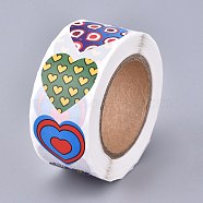 Heart Shaped Stickers Roll, Valentine's Day Sticker Adhesive Label, for Decoration Wedding Party Accessories, Colorful, 25x25mm, 500pcs/roll(DIY-K027-A07)