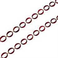 Handmade Imitation Gemstone Style Link Chains, Acrylic & CCB Plastic Linking Rings, Oval, FireBrick, 39x34x7mm, 19x12x4.5mm, about 6.56 Feet(2m)/Strand(AJEW-J034-01C)