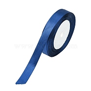 Single Face Satin Ribbon, Polyester Ribbon, Dark Blue, Size: about 5/8 inch(16mm) wide, 25yards/roll(22.86m/roll), 250yards/group(228.6m/group), 10rolls/group(SRIB-Y054)