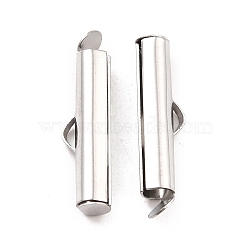 Non-Tarnish 304 Stainless Steel Slide On End Clasp Tubes, Slider End Caps, Stainless Steel Color, 20x6x4mm, Hole: 3.5mm, Inner Diameter: 3mm(STAS-C044-08B-P)