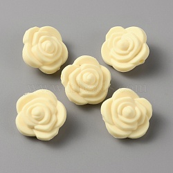 Food Grade Eco-Friendly Silicone Beads, Chewing Beads For Teethers, DIY Nursing Necklaces Making, Rose, Lemon Chiffon, 20.5x12.5mm, Hole: 2mm(FIND-WH0125-43D)