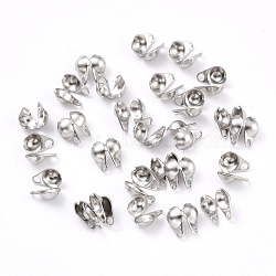 Tarnish Resistant 304 Stainless Steel Bead Tips, Calotte Ends, Clamshell Knot Cover, Stainless Steel Color, 4x2.3mm, Hole: 0.5mm(STAS-P126-05P)