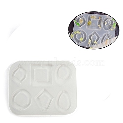 Square Teardrop Oval DIY Pendant Silicone Molds, Resin Casting Coaster Molds, for UV Resin, Epoxy Resin Craft Making, 100x125x12mm, Hole: 2mm, Inner Diameter: 42x31~42mm(DIY-E072-04A)