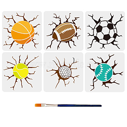 US 1 Set PET Hollow Out Drawing Painting Stencils, for DIY Scrapbook, Photo Album, with 1Pc Art Paint Brushes, Sports Themed Pattern, 300x300mm, 1pc/style(DIY-MA0001-45)