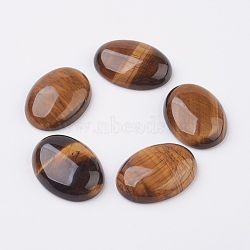 Natural Tiger Eye Flat Back Cabochons, Oval, 18x13mm(G-G741-13x18mm-01)