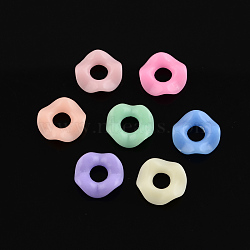 Mixed Solid Color Opaque Acrylic Beads, Twist Donut, Mixed Color, 12.5x3mm, Hole: 4.5mm(X-SACR-S032-M01)