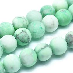 Natural Howlite Bead Strands, Frosted, Dyed, Round, Turquoise, 8mm, Hole: 1mm, about 15.35 inch~15.74 inch(39~40cm)long, 47~49pcs/strand(G-I224-04A-8mm)