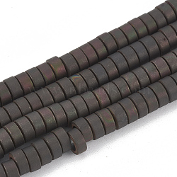 Electroplate Non-magnetic Synthetic Hematite Beads Strands, Matte Style, Donut, Gunmetal Plated, 4x2mm, Hole: 2.5mm, about 200pcs/strand, 15.7 inch(G-T061-140B)