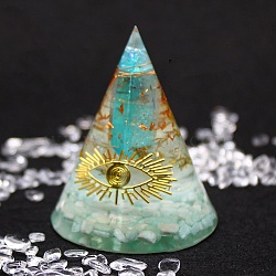 Natural Amazonite Conical Orgonite Energy Generators, for Energy Balancing Meditation Therapy, 50x62mm(G-PW0007-077A)