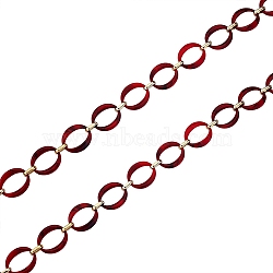 Handmade Imitation Gemstone Style Link Chains, Acrylic & CCB Plastic Linking Rings, Oval, FireBrick, 39x34x7mm, 19x12x4.5mm, about 6.56 Feet(2m)/Strand(AJEW-J034-01C)