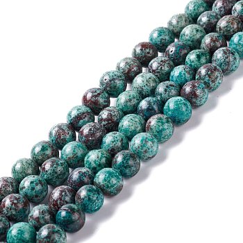 Natural Chrysocolla Beads Strands, Dyed, Round, 8mm, Hole: 1.2mm, about 49~50pcs/strand, 15.94~16.34 inch(40.5~41.5cm)