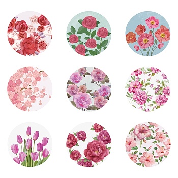 Porcelain Coasters, Cork Base, Round Cup Mats, Daily Supplies, Flower, 103x7.5mm, Box Size: 11x11x11cm