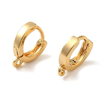 Brass Earring Findings, Ring, Real 18K Gold Plated, 11.5x2.5mm, Hole: 1mm, Pin: 0.9mm