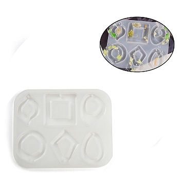 Square Teardrop Oval DIY Pendant Silicone Molds, Resin Casting Coaster Molds, for UV Resin, Epoxy Resin Craft Making, 100x125x12mm, Hole: 2mm, Inner Diameter: 42x31~42mm