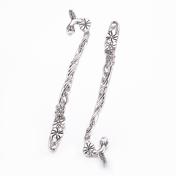 Tibetan Style Alloy Bookmarks, Lead Free and Cadmium Free, Antique Silver, 123x20x4mm, Hole: 3mm