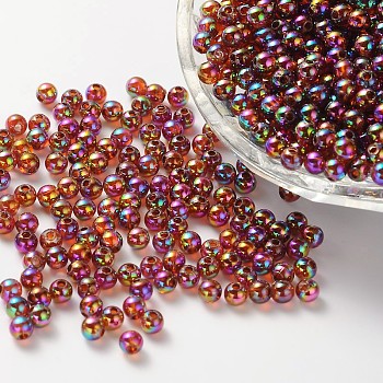 Eco-Friendly Transparent Acrylic Beads, Round, AB Color, Camel, 8mm, Hole: 1.5mm, about 2000pcs/500g